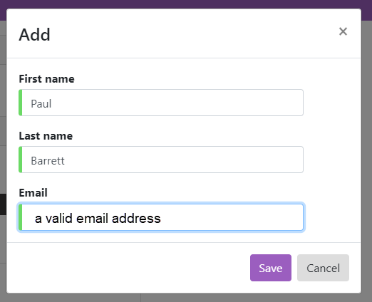 Candidate add screen