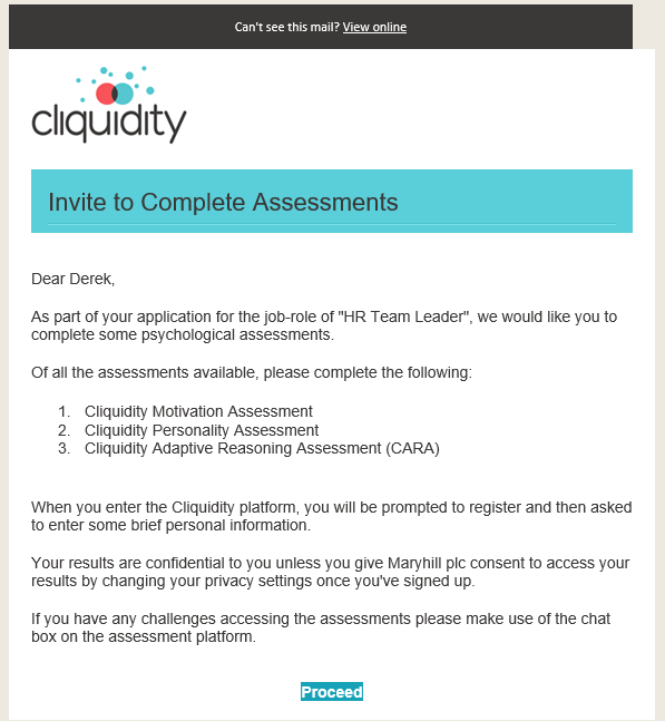 candidate email invite